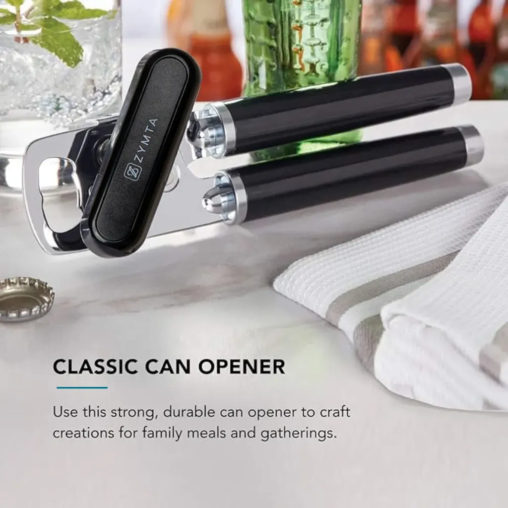 ZYMTA 2 In 1 Multifunctional Stainless Steel Can Lid & Bottle Opener, Black