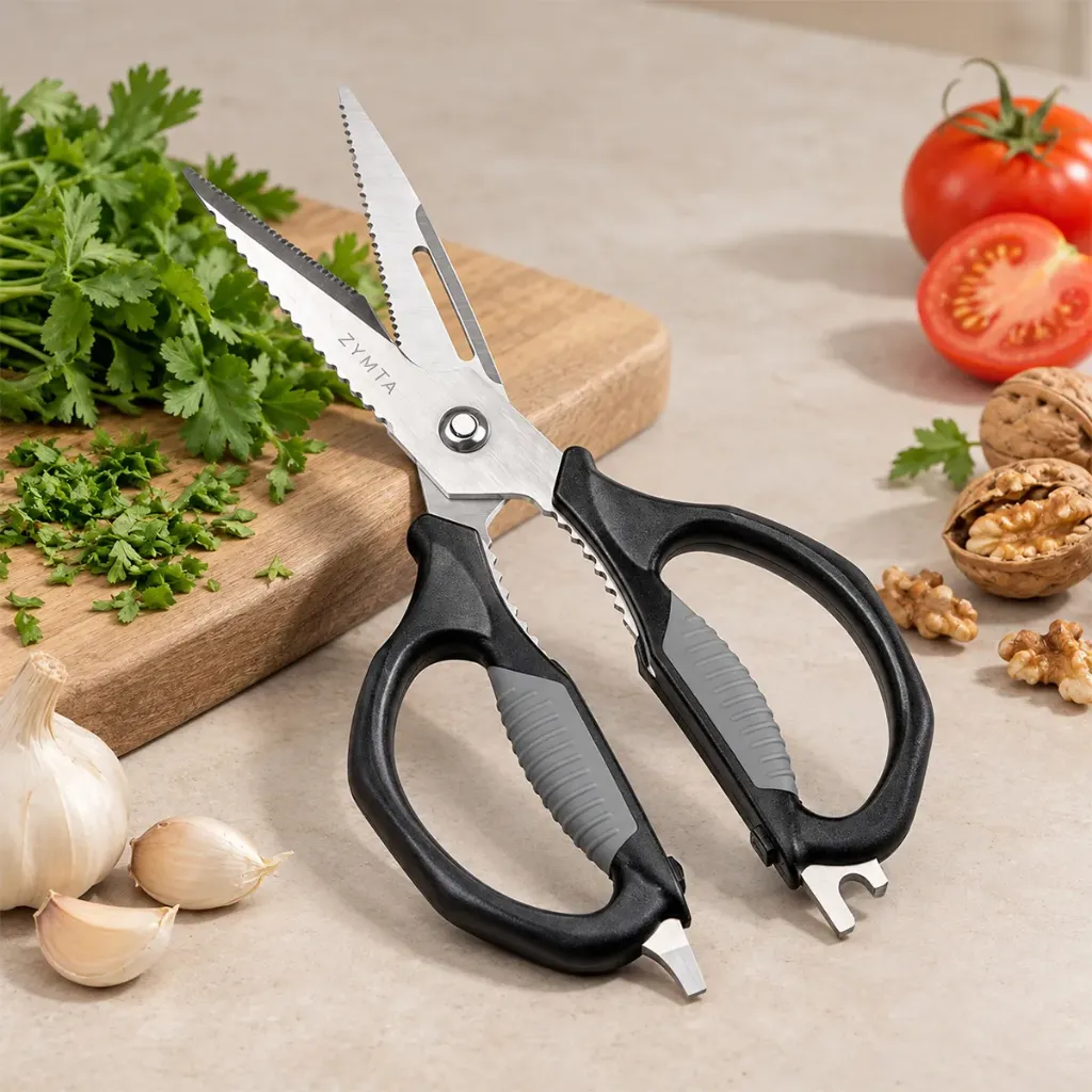 ZYMTA 5-in-1 Kitchen Shears Detachable Food Scissors with Utility Blade 23.7cm - Black